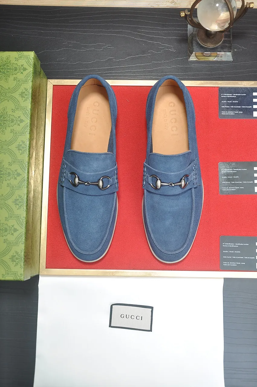 Men's shoes 💰440💶【GUCCI】 (High-end Niuli) New 🍀Gucci* - top version Gucci classic casual leather shoes! It is made of imported original cowhide and has a comfortable first layer of cowhide lining! Original wear-resistant rubber outsole! High quality products! Code number 38-44!